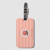 Blume der niedlichen Rose auf Korallenrosa Streife Gepäckanhänger (Vorderseite Vertikal)