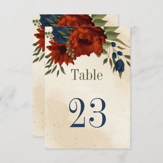 Blume der Orangennacht botanische Tischnummer (Vorne/Hinten)