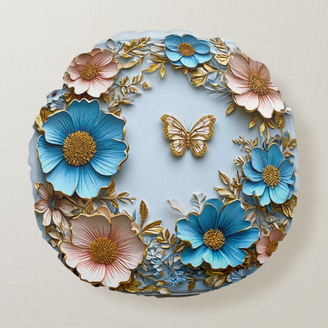 Blume der Papierkunst Rundes Kissen (Vorderseite)