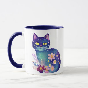 Blume der personalisierten Volkskunst und Katze Tasse