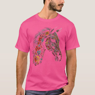 Blume der Pferdekunst farbenfrohe Reittiere Hor T-Shirt