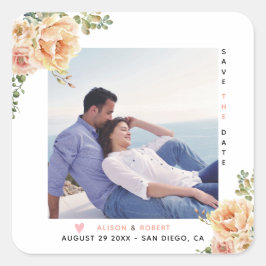 Blume der Pfirsichkoralle Foto Quadratischer Aufkleber