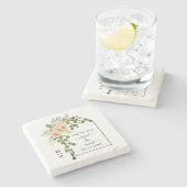 Blume der Pfirsichkorallen, Bogen und Monogramm Ho Steinuntersetzer (Seitenansicht)