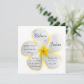 Blume der Plumeria mit Gelb, Hochzeit, Einladung (Stehend Vorderseite)