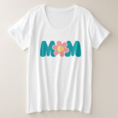 Blume der Retro-Mama Große Größe T-Shirt (Design vorne)
