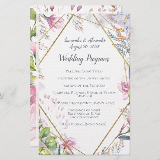 Blume der rosa Lily geometrische Wasserfarbenhochz (Vorne/Hinten)