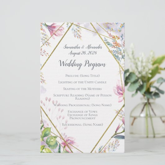 Blume der rosa Lily geometrische Wasserfarbenhochz (Stehend Vorderseite)