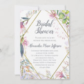 Blume der rosa Lily geometrische Wasserfarbenhochz Einladung (Vorderseite)