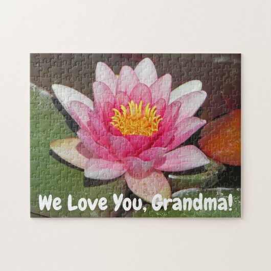 Blume der rosa Wasserlilie Wir Liebe Sie Oma Puzzle (Horizontal)