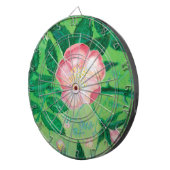 Blume der rosa Wilden Rose und die grünen Blätter Dartscheibe (Vorderseite rechts)