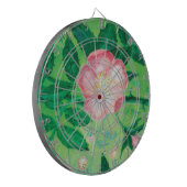 Blume der rosa Wilden Rose und die grünen Blätter Dartscheibe (Vorderseite Links)