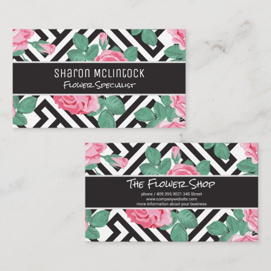 Blume der Rose Geometrisches Muster Visitenkarte (Vorne/Hinten)