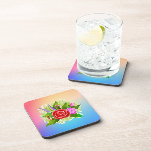 Blume der Rose Getränkeuntersetzer (Rechte Seite)