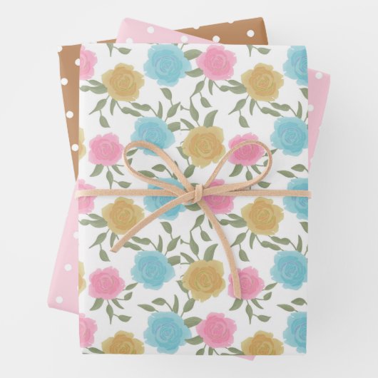 Blume der Rose und Muster-Papiertüte Geschenkpapier Set (Beispiel)