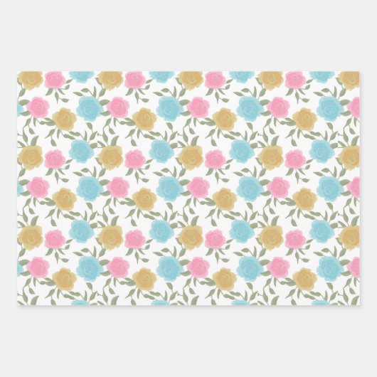 Blume der Rose und Muster-Papiertüte Geschenkpapier Set (Vorderseite)