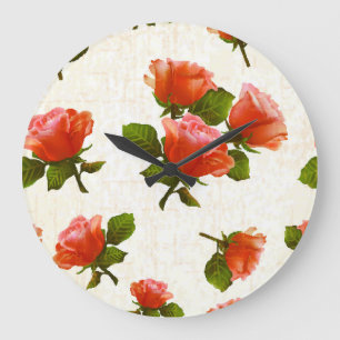 Blume der Rose, Vintager Hintergrund. Große Wanduhr