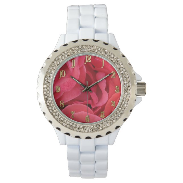 Blume der rote Rose Armbanduhr (Vorderseite)