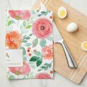 Blume der roten Orangefärbung Monogramm Geschirrtuch (Viertel Falte)