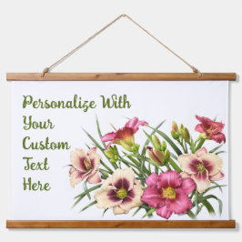 Blume der Roten Taglilie Botanische Kunst Personal Wandteppich Mit Holzrahmen