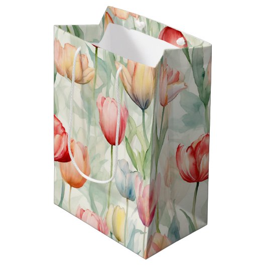 Blume der Rotgelben Tulip Mittlere Geschenktüte (Vorderseite Schrägansicht)