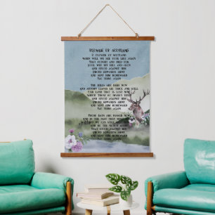 Blume der schottischen Texte Wandteppich Mit Holzrahmen