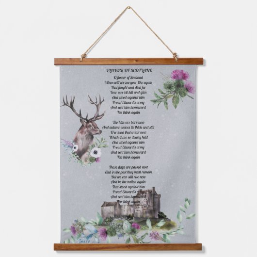 Blume der schottischen Texte Wandteppich Mit Holzrahmen (Vorderseite)
