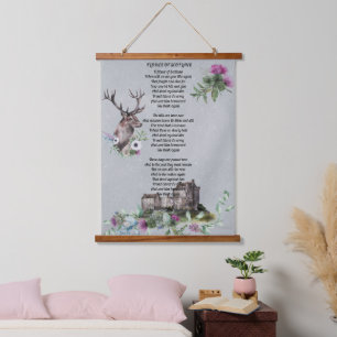 Blume der schottischen Texte Wandteppich Mit Holzrahmen