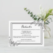 Blume der Schwarz-Weiß-Blumendetails Einladung (Stehend Vorderseite)