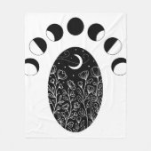 Blume der Schwarz-weißen Mondphase Fleecedecke (Vorderseite)