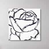 Blume der Schwarz-weißen Rose Abstrakt Art Minimal Leinwanddruck (Vorderseite)