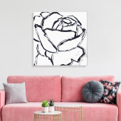 Blume der Schwarz-weißen Rose Abstrakt Art Minimal Leinwanddruck (Insitu (Wohnzimmer))