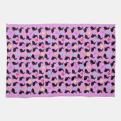 Blume der schwarzen Rasen der Gruppe Rosa Geschirrtuch (Horizontal)