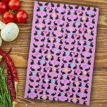 Blume der schwarzen Rasen der Gruppe Rosa Geschirrtuch<br><div class="desc">Dieses Küchenhandtuch ist rosa mit einer Gruppe sitzender Frühlingskaninchen,  die farbenfrohe Blume um ihren Hals tragen,  mit einer Sprinklerei verschiedener farbiger Blume-Blätter.</div>