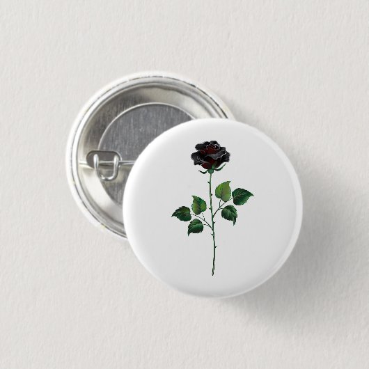 Blume der schwarzen Rose Button (Vorne & Hinten)