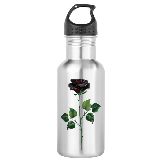 Blume der schwarzen Rose Edelstahlflasche (Vorderseite)