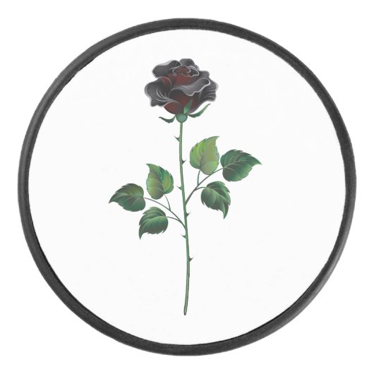Blume der schwarzen Rose Eishockey Puck (Vorderseite)