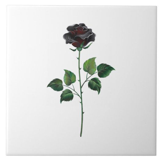 Blume der schwarzen Rose Fliese (Vorderseite)