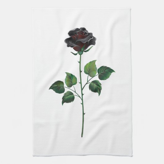 Blume der schwarzen Rose Geschirrtuch (Vertikal)