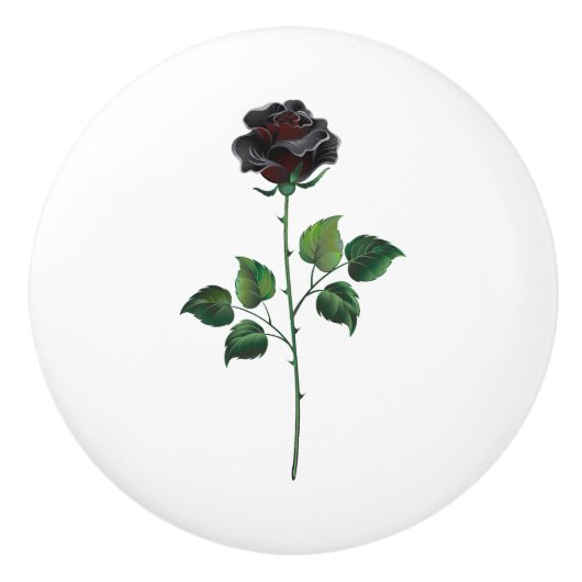 Blume der schwarzen Rose Keramikknauf (Vorderseite)