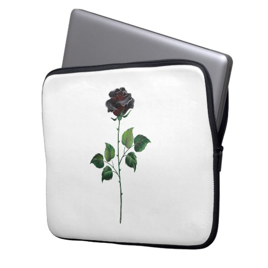 Blume der schwarzen Rose Laptopschutzhülle (Vorderseite Links)