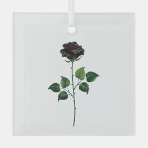 Blume der schwarzen Rose Ornament Aus Glas