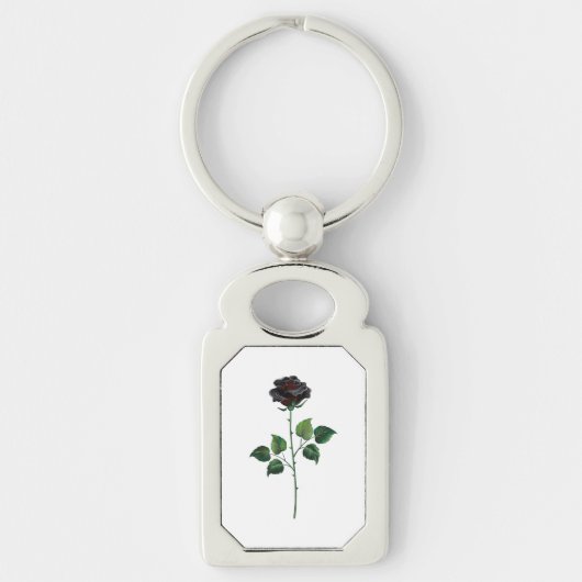 Blume der schwarzen Rose Schlüsselanhänger (Vorderseite)