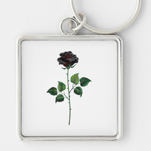 Blume der schwarzen Rose Schlüsselanhänger (Vorne)