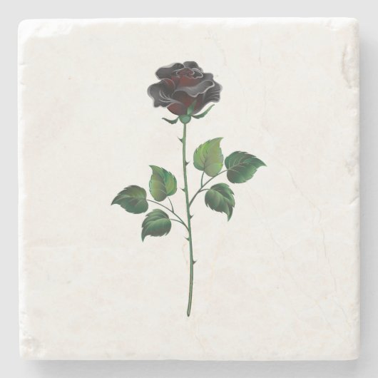 Blume der schwarzen Rose Steinuntersetzer (Vorderseite)