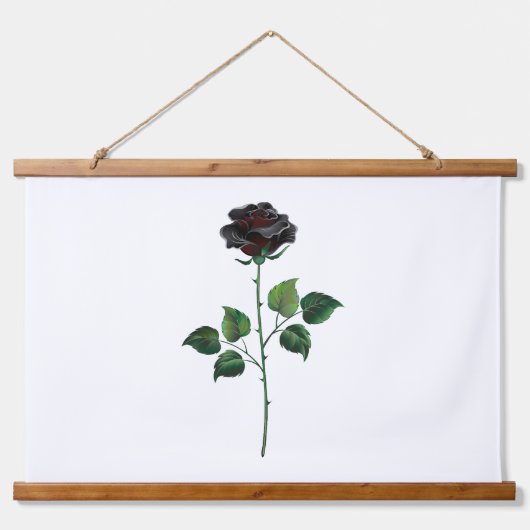 Blume der schwarzen Rose Wandteppich Mit Holzrahmen (Vorne)