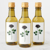 Blume der schwarzen Rose Weinetikett (Flaschen)