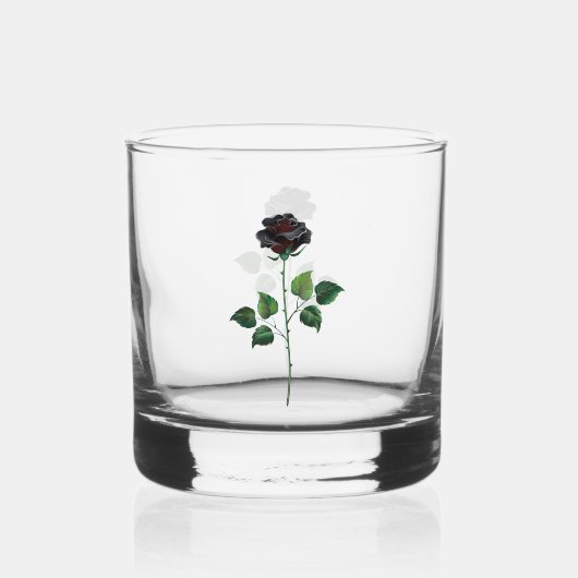 Blume der schwarzen Rose Whiskyglas (Vorderseite)