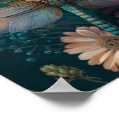 Blume der Sommernacht für die Libelle Poster (Ecke)