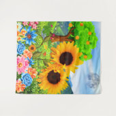 Blume der Sonne in der Natur - Abstrakte Blüte Wandteppich (Vorderseite (Horizontal))