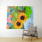 Blume der Sonne in der Natur - Abstrakte Blüte Wandteppich (Beispiel (Horizontal))